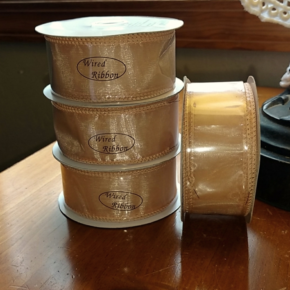 Peach wired ribbon 4 rolls 10 yds